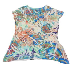 Las Olas Womens T-Shirt Multicolor Size XL 100% Polyester Short Sleeve Pullover